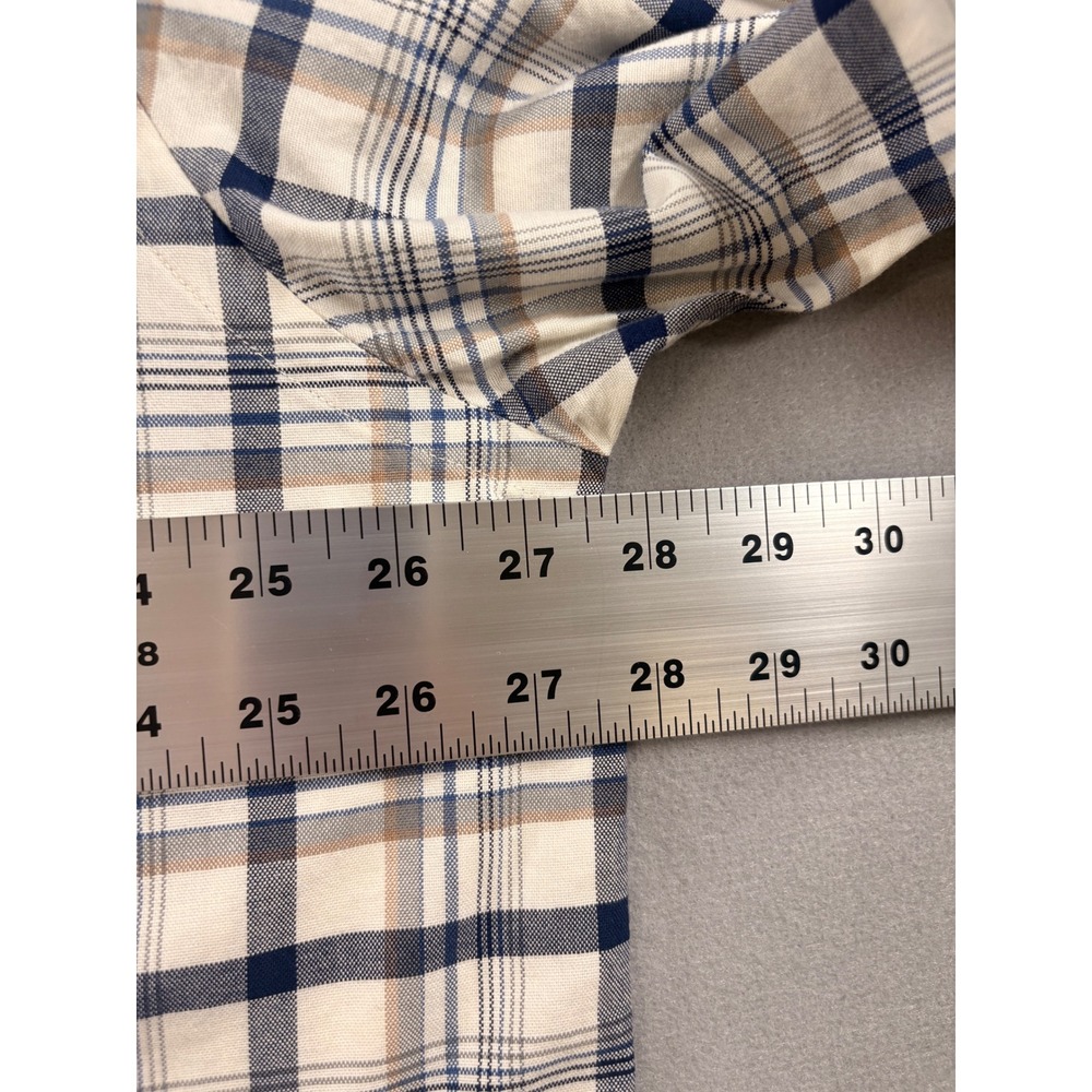 Cremieux Classics Big Man Plaid Button Down Shirt Mens 2XB Blue Tan 100% Cotton - Picture 11 of 13
